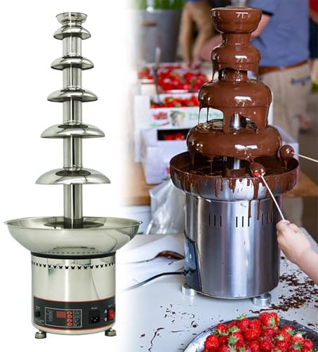 GESAIDES Fontaine à Chocolat électrique en Acier Inoxydable, pour Fromage, Sauces, liqueurs, Noël, Mariage, Anniversaire,6tiers