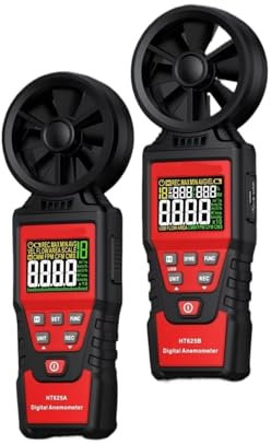 TIEOAXFT Anémomètre Portable HT625, Compteur de Vitesse du Vent, jauge de Vitesse de l'air, anémomètre numérique portatif avec écran LCD(HT625A)