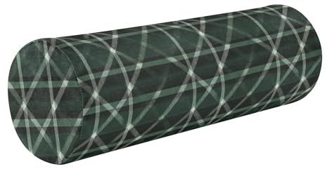 Almohada terapéutica para el cuello, almohada redonda para el cuello, almohada de apoyo cervical, color verde búfalo a cuadros escoceses