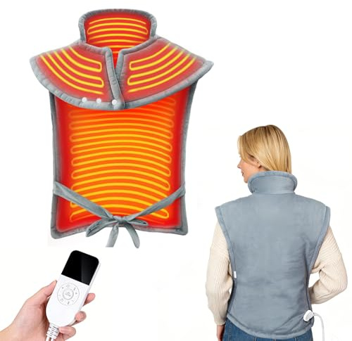 Heizkissen Nacken Schulter Rücken 60x90 cm, Heizkissen mit Abschaltautomatik, Wärmekissen Elektrisch, 40 Wärmestufen, 18 Timer, Geschenk für Männer, Frauen, Mama, Papa, Geburtstag, Weihnachten