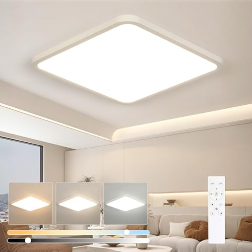 OTREN Deckenlampe LED Deckenleuchte Flach Dimmbar, 40CM 3000K-6500K Led Deckenbeleuchtung Panel, 40W Led Lampe für Wohnzimmer Schlafzimmer Küche Balkon Büro Flur