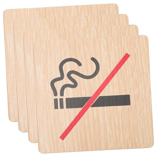 INOOMP 4 pezzi Cartelli Divieto Fumare in Legno Segnali Avviso No Smoking per Spazi Pubblici Resistenti e Facili da Pulire per Bar Uffici Negozi e Locali