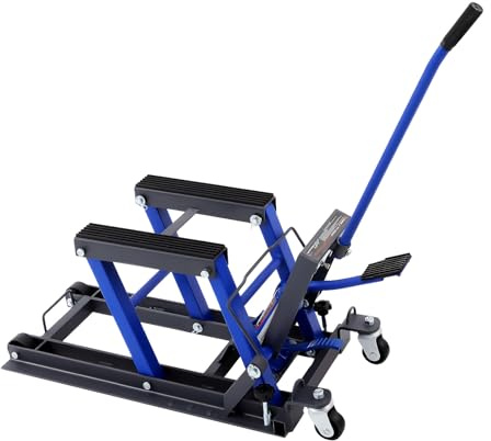 Sollevatore idraulico per moto, 680 kg, altezza regolabile 12 – 38,7 cm, con pedale, robusto sollevatore per moto, per officina, garage, cambio pneumatici, manutenzione