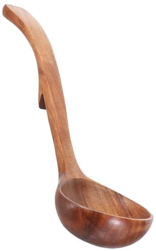 CLISPEED Cuchara Sopera De Madera De Acacia Cucharón Con Gancho Trasero Cucharas De Madera Resistentes Al Calor Para Servir Gachas De Avena Cocina