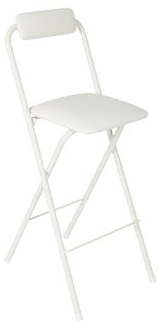 Kazafa Tragbarer Outdoor Barhocker 70cm Klappbarer Barstuhl Sitzhöhe mit Schaumstoff gepolstertem Sitz & 125kg Tragfähigkeit Moderner Sitz für Platzsparende Lagerung in Küchen & Bars (Weiß)