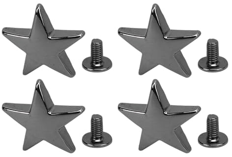 KIMISS Rivets étoiles pour l'artisanat du Cuir – 10 Rivets étoiles en Métal de 20 Mm en Alliage de Zinc Brillant avec Vis PH de 7 Mm pour Vêtements, Chaussures, Vestes – Décoratifs pour Projets de