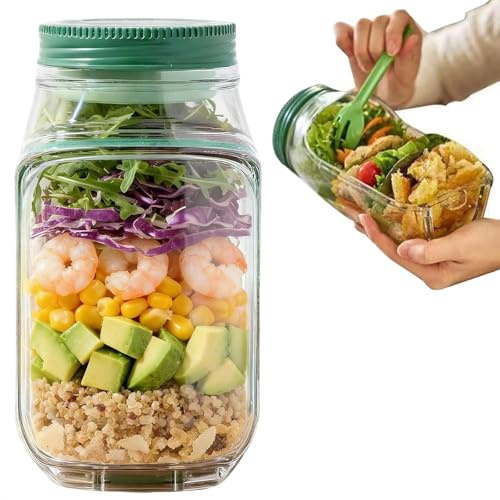 Natwo The Original Salad Pod, Portable Salad Container, With Leakproof Dressing Compartment, Suitable for Home, Outdoor, Travel Meal Preparation