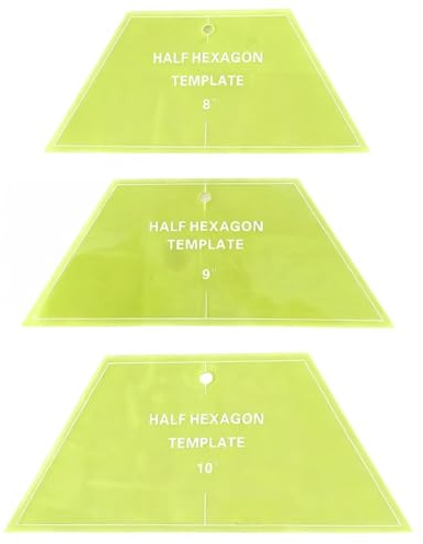 Tressify Acrylic Quilting Templates For Cutting, 3 Pcs Half Hexagon Ruler Set 8-10 In, Patchwork Rulers For Sewing Craft