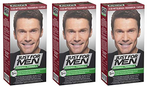Just for Men - H35 - Haarfärbemittel, Pflege Tönungs Shampoo, Natur Mittelbraun, 3er Pack