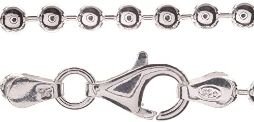 SOLID 925 STERLING SILVER CHUNKY BALL BEAD CHAIN NECKLACE - 3mm Gauge - 28inch