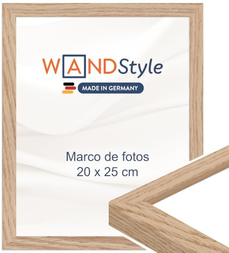 WANDStyle Bilderrahmen 20x25 Eiche, moderner Bilderrahmen Holz, hochwertiger Holzbilderrahmen, Posterrahmen zum Aufhängen, Rahmen 25x20 cm, Fotorahmen H950 - Made in Germany