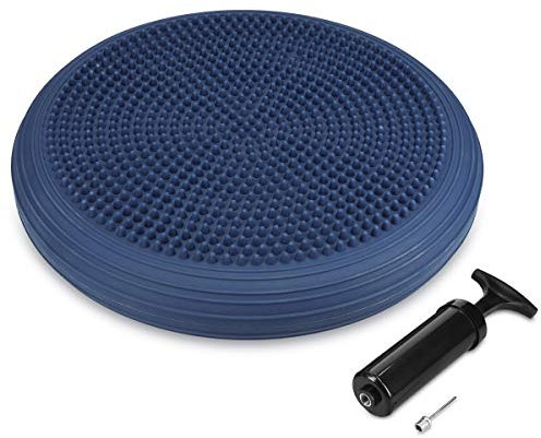 Navaris Balancekissen Ballsitzkissen mit Luftpumpe - Balance Unterlage Kissen Sitzkissen Rücken Training - Noppen und Glatt