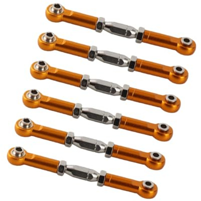 RC Pull Rod, 6Pcs Adjustable Servo Links Tie Rod Aluminum Alloy Turnbuckle Rod Linkage Set for RC Hobby Car Model(Gold)