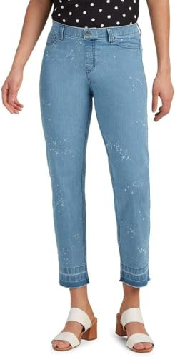 Zeza B Écumoire droite en denim éclaboussé, Denim éclaboussé décoloré, Taille M
