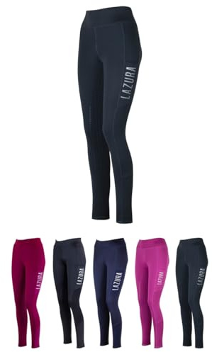 Lazura - Reitleggings für Damen & Mädchen Emilia – Gr. 116-176 & 34-46 | Vollbesatz aus Silikon – Vollbesatzreithose mit 2 seitlichen Handytaschen – Reithose – Reitbekleidung