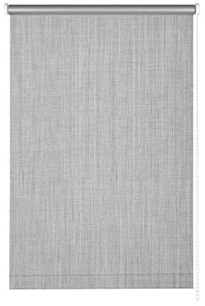 Gardinia Seitenzug-Rollo für Fenster, Mit Thermo-Rückseite, Hitzeschutz, Montage ohne Bohren, Energie sparen, Blickdicht, Lichtundurchlässig, Verdunkelung, Grau, 92 x 180 cm