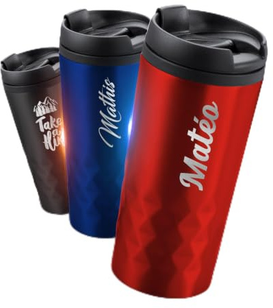 GRAVURE CONCEPT Gobelet Isotherme Personnalisable - Rouge | COFFEE TUMBLER - Mug Personnalisé - 300ml (SALAK) - Haute qualité - Finition premium - Personnalisation sur mesure