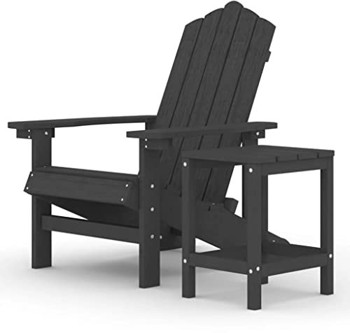 vidaXL Adirondack Gartenstuhl mit Tisch Gartenmöbel Gartensessel Stuhl Terrassenstuhl Balkonstuhl Stühle Sitzgarnitur Sitzgruppe HDPE Anthrazit
