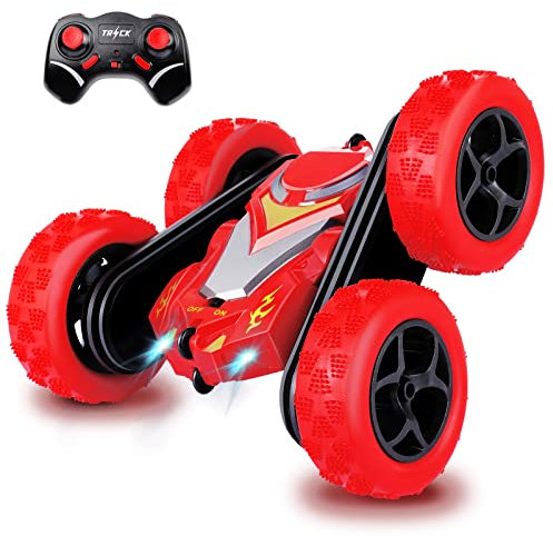Galther Remote Control Cars, RC Stunt Car Toys for Girls Boys Age 5 6 7 8 9 10, 2.4Ghz Double Sided 360° Flips Rotating 4WD Off Road Racing RC Car, Kids Toys Gifts on Birthday Christmas (Red)