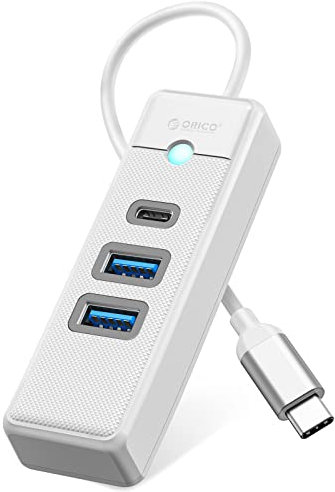 USB C Hub, ORICO Adaptador Hub de 3 Puertos con 2 USB A y 1 USB C para portátiles, teléfonos móviles, tabletas y Cable de 0.15m Compatible con Mac OS 10.x y Superior, Linux, Android