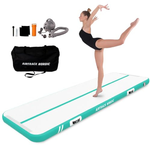 AirTrack Nordic Standard Air Track Matte 3m/4m/5m/6m/7m/8m mit Luftpumpe, Turnmatte Aufblasbar für Gymnastik, Yoga - Langlebig & Einfach zu Transportieren, Air Tracking Gymnastikmatte fur Zuhause