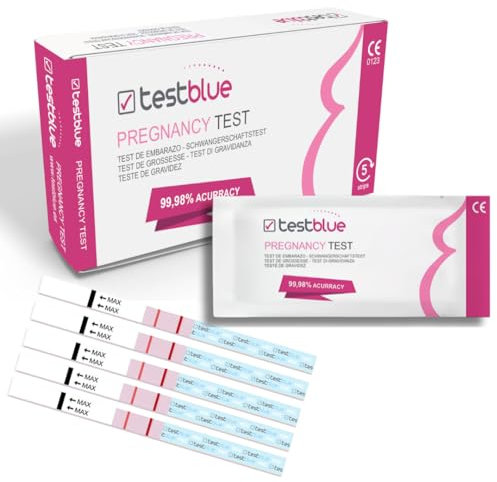 Test Blue – Test de Embarazo en Tiras Alta Sensibilidad (Pack de 5) | Prueba de Embarazo Rápida y Confiable | Detección Temprana y Alta Precisión – Fácil de Usar en Casa
