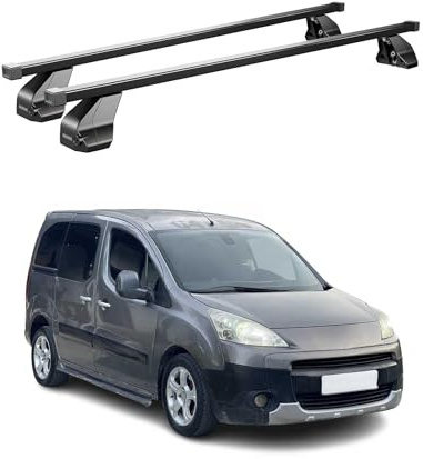 Menabo - Barre portapacchi per tetto ribaltabili per Peugeot Partner Tepee 2008-2018 - Galleria da tetto, portabagagli, portabiciclette da tetto, parte da tetto in acciaio 2X, capacità di carico 75 kg