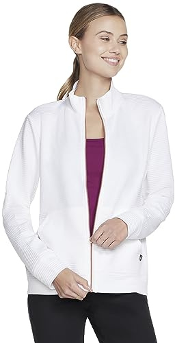 Skechers Women's Go Walk Hoodless Hoodie Jacket, White, M