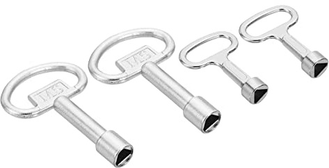 PATIKIL 8mm 9mm Triángulo Zócalo Inglesa Llave Eléctrico Gabinete Plateado | 1 Juego/4uds, Gas Agua Medidor Llave, para Ascensor Emergencia Ascensor Puerta Triángulo Panel Cerradura