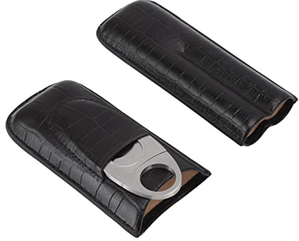 Haofy Étui à cigares Cuir 2 Doigts, résistance Abrasion 5X supérieure | Couture main anti-effilochage, intérieur tissu brossé respirant, maintien ferme sans dessécher la cape, glisse en poche de