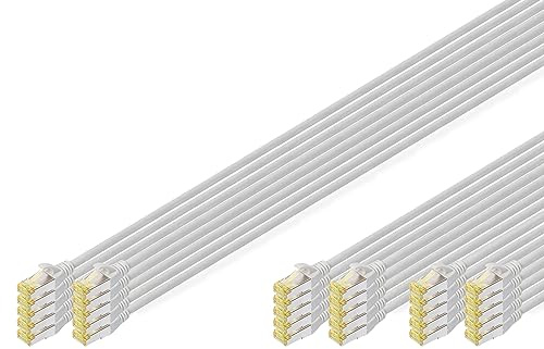 DIGITUS Set: Cable de red Cat 6A - 30 piezas - Conector RJ45 - S/FTP blindado - Cable Ethernet, cable LAN - Compatible con Cat 6 y Cat 7-10x 0,25m / 10x 0,5m / 10x 1m - Gris