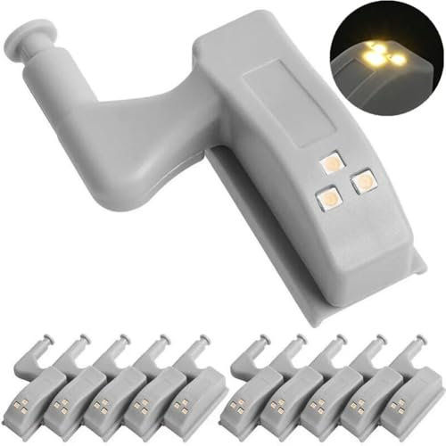 10 Pezzi Luce LED della Cerniera, Luce Notturna dell'armadio della Cucina, Luci per Cerniere per Armadietti, Armadi, Guardaroba (Bianco Caldo)