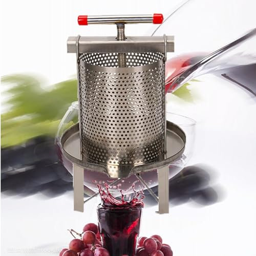 BebeXi torchietto per melanzane Torchio per Vini di Frutta 13 Litri Torchietto Manuale Pressa per Succo di Frutta con Impugnatura Cestello in Acciaio Inossidabile(Color:1)