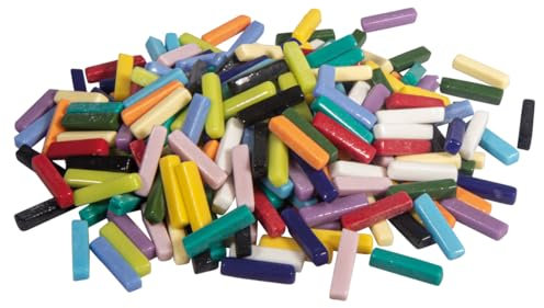 Rayher Mosaiksteine Sweety, Mischung, Glasmosaik, 5 x 25 x 6 mm, durchgefärbt, glänzende Oberfläche, recyceltes Glas, Glassteine-Mix bunt, Dose 500 g, ca. 295 Stück, 14876999