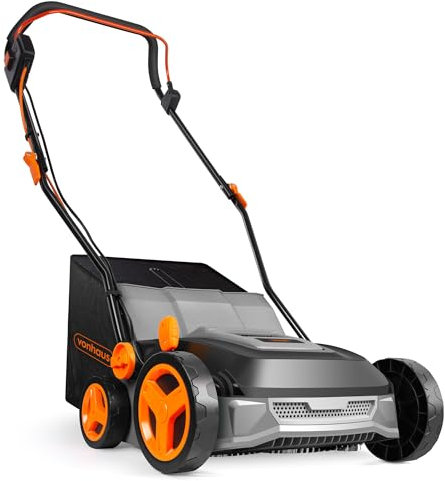VonHaus Artificial Grass Brush 1800W – Electric Corded Lawn Sweeper Cleaner Machine for Fake Turf – 45L Collection Bag, 10m Cable, 5 Adjustable Heights, 370mm Working Width, Foldable Handle