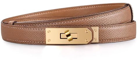 Gürtel Damen, Ledergürtel Damen, Klassischer Einfarbiger Gürtel mit Metall-Drehverschluss, Verstellbar, Hochwertiges Leder, Perfekt für Jeden Anlass, Geschenk Muttertag, Elegante Braune Farbe