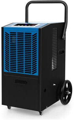 RELAX4LIFE 66 L/Tag Luftentfeuchter, Bautrockner mit Pumpe & Ablaufschlauch, Mobiler Trocknungsgerät mit 24H Timer & 4 Rädern, Industrie Entfeuchter für Räume, Keller, Lager bis 418 m² (Blau)