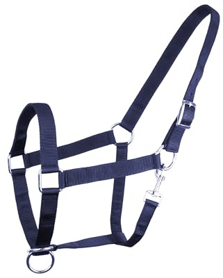 Brama West Halfter für Pferde Kaltblut | Halfter XFull XXFul XXXFull | sehr robust & reisfest | verstellbar | Stallhalfter | Navyblau, XXFull