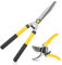 ZAVIA Hedge Shears for Gardening | Set of 21” Hedge Shear & 8” Pruning Garden Secateurs | Long Handled Lawn Shears for Hedges, Shrubs & Bushes | Anti Rust Carbon Steel Blade Hedge Shear Pruner Set