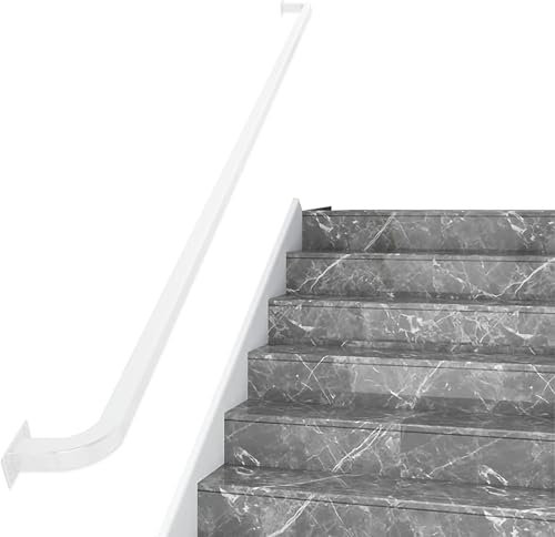 GZYHDC Treppenhandlauf Treppenhandlauf aus weißem Rohr für Wände, runde Ecke | Treppenhandlauf-Set mit schmiedeeisernen Halterungen und Schrauben, Stützstangen für Terrassendielen im Innen und Auß-*1