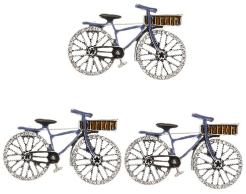 DEARMAMY 3St Fahrrad Brosche Vintage inspirierte Brosche Anstecknadel mit Strass-Kamee Fahrrad- vintage fahrradbekleidung Frauen Jubiläumsgeschenke für sie