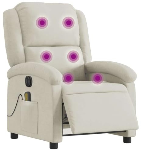 vidaXL Elektrisk massagefåtölj gräddvit sammet