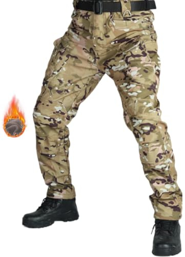 WINKEEY Pantaloni da Lavoro Uomo, Pantaloni Tuta, Pantaloni Invernal Uomo, Pantaloni con 8 Tasche, Pantaloni Tinta Unita e mimetici