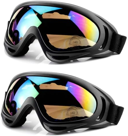 MUSELK 2 st skidor snowboardglasögon, skidglasögon anti-dimma UV skyddsglasögon motorcykelglasögon utomhus aktiviteter skidåkning cykling snowboard vandring ögonskydd, unisex