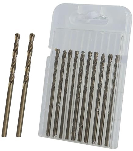 Set di 10 punte da trapano M35 HSS cobalto da 3 mm, Punta per Metallo Professional per acciaio inossidabile, metallo duro, ghisa, rame, alluminio, foratura precisa per materiali duri (3 mm x 63 mm)