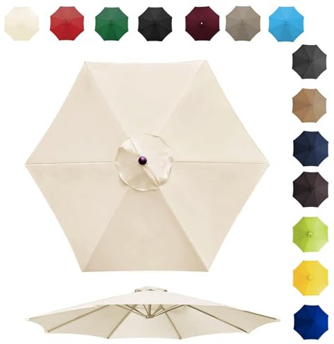 Toile de rechange imperméable pour parasol de terrasse, cour, plage, piscine, marché, table de marché, pour table de jardin, terrasse, cour, plage, piscine, marché - Blanc