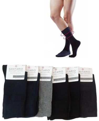 6 paia calzini corti uomo SANITARI in caldo cotone relax, bordo senza elastico-non comprime-non scende, colori assortiti francesi (IT, Numero, 39, 42, Regular, Regular, 2 NERO 2 BLU 1 GRIGIO 1 FUMO)