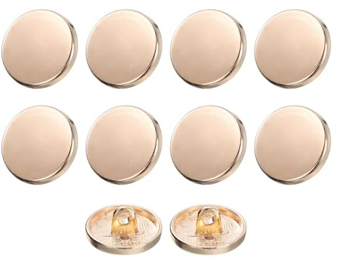 QUARKZMAN 10 Stück Knöpfe 15 mm Metall Flache Buttons zum Annähen Runde Bastelknöpfe für Bekleidung Hosen Mantel Jacken Blazer Hemd Anzüge Dekorieren Handwerk Selber Machen, Gold