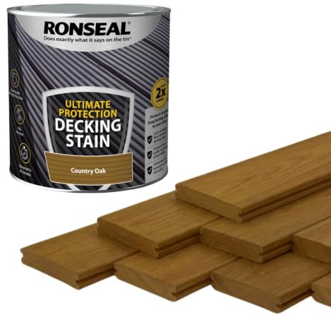 AOC24 - Decking Stain Paint Country Oak 2.5L - Slip Resistant Ultimate Protection - Use On Exterior Hard/Wood Softwood Paint - Protects from Scuffs, Scratches and Foot Traffic
