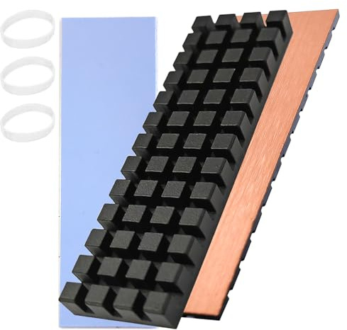 Hodyludy M.2 Kühlkörper 70×20×6mm Kupfer mit Graphen-Beschichtung 2280 SSD | M.2 Kühlkörper reinem Kupfer mit Graphen-Beschichtung mit Wärmeleitpad auf Silikonbasis zur Kühlung von 2280 SSD NVME Laptops